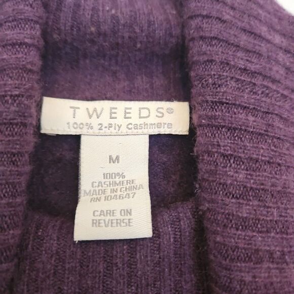 Tweeds 100% 2-Ply Cashmere Cabled Turtleneck Purple Long Sleeve Sweater Size M - Picture 3 of 7